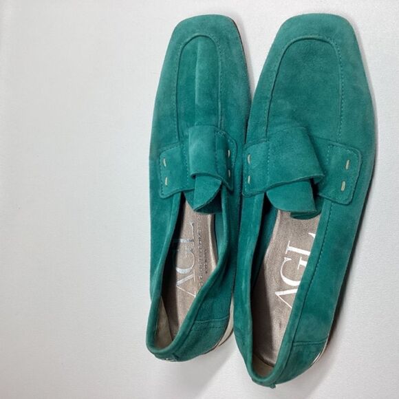 AGL Turquoise Green Suede Loafers‎ Women’s EU 41 / US 10 Classic Slip-On Shoe - Picture 14 of 16